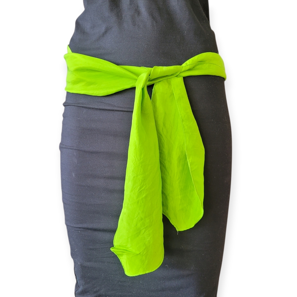 Vintage Silk Scarf Sash Chartreuse Lime Green